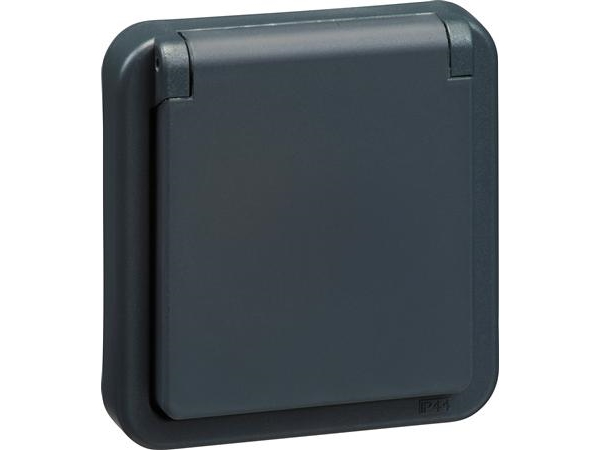 Opus74 Stikkontakt M/J, Ip44, Antracit