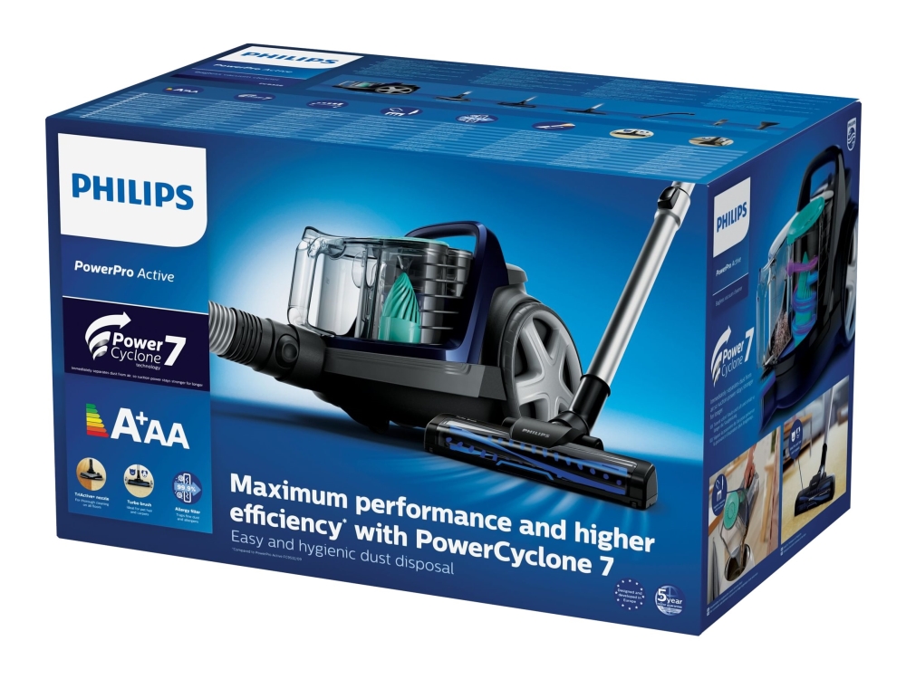 Philips PowerPro Active FC9556 - Støvsuger - beholder - uden pose - louros-blå