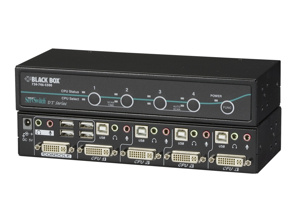 Black Box Servswitch Dt With Usb 2.0 Transparent - Kvm / Audio / Usb Switch - 4 X Kvm / Audio / Usb - 4 Lokalbrugere - Desktop