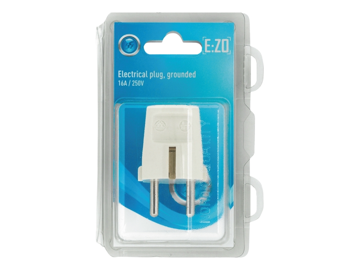 Plug W/Earth Round Angled (D), White
