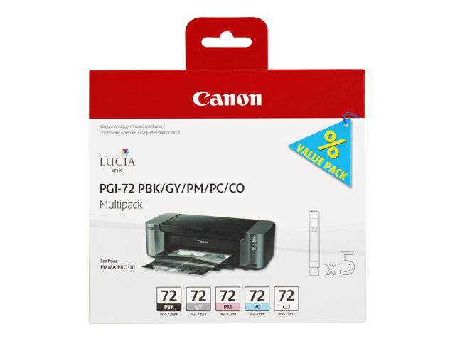 Canon Pgi-72 Pbk/Gy/Pm/Pc/Co Multipack Mit 5 Tinten, Standardertrag, Grau, Foto Schwarz, Foto Zyan, Foto Magenta, 5 Stück(E), 430 Seiten, 510 Seiten,