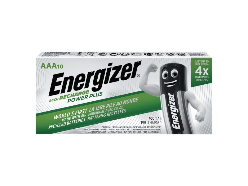 Batteri, Energizer Accu Recharge Power+, genopladelig, AAA, pakke a 10 stk