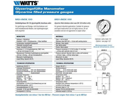 Csslr Plus glycerinfyldt manometer Ø100 x ½ lodret tilslutning, RF stål. Type MG1-INOX 100. Klasse 1,6 | VVS Artiklar - Verktyg för VVS - Övriga VVS | GameStuff
