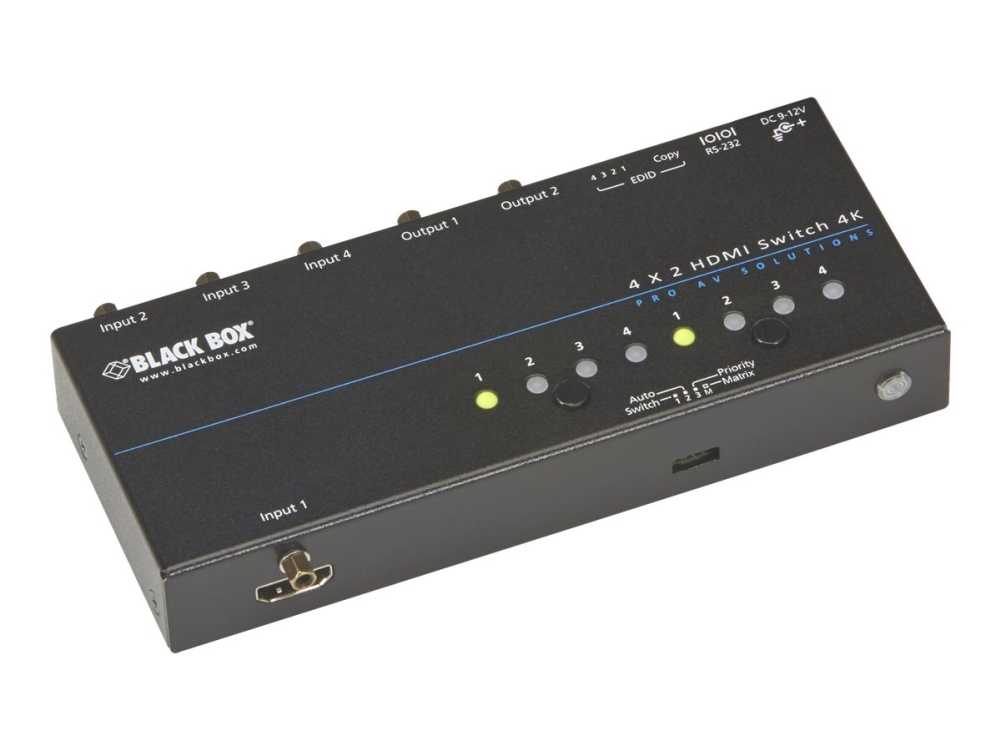 Black Box 4K Hdmi Matrix Switch 4 X 2 - Videoswitch - 4 X Hdmi - Desktop, Monterbar På Stativ - Taa-Kompatibel
