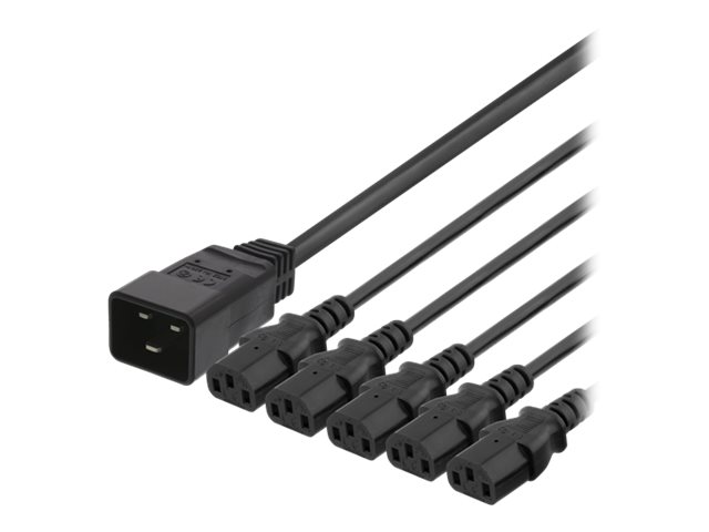 Deltaco - Strøm-Verteiler - Iec 60320 C20 Bis Iec 60320 C13 - 250 V - 16 A - 1 M - Sortiert