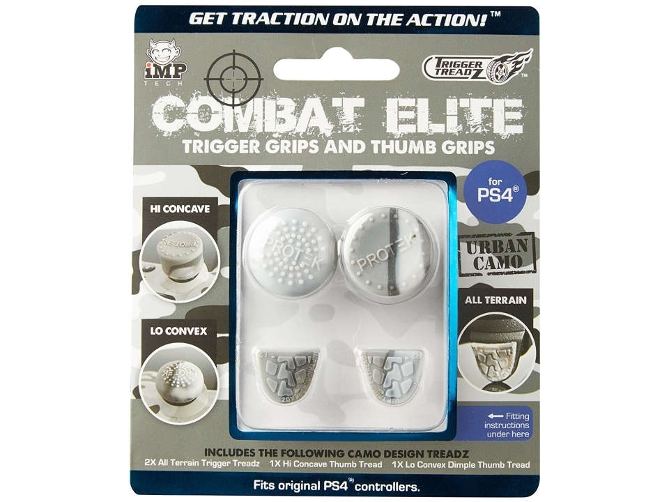 IMP Tech: Trigger Treadz - Combat Elite - Trigger Grips (2pcs) + Thumb Grips (2pcs) - Urban Camo (PS4)