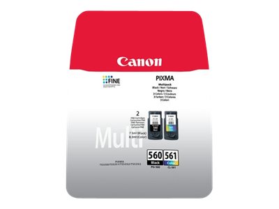 Canon Pg-560 / Cl-561 Multipack - 2 Pakker - Sort, Farve (Cyan, Magenta, Gul) - Original - Blækpatron - For Pixma Ts5350, Ts5351, Ts5352, Ts5353, Ts7