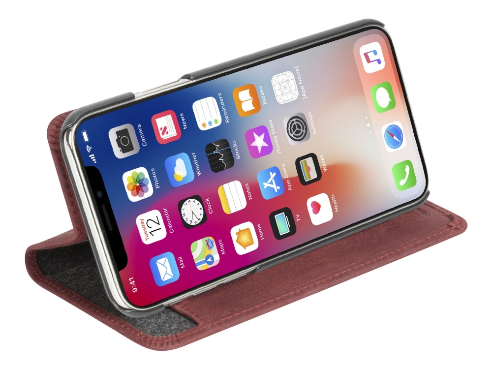 Krusell Sunne 4 Card Foliowallet - Flipomslag Til Mobiltelefon - Ægte Læder - Klassisk Rød - For Apple Iphone Xs Max