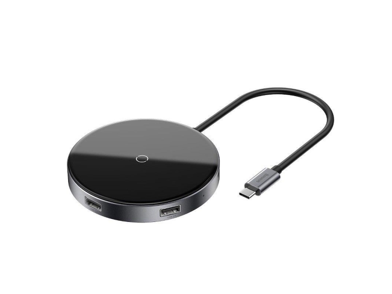 Baseus Compact Type-C 6-In-1-Ladegerät Mit 10W Kabelloser Ladung – Space Gray