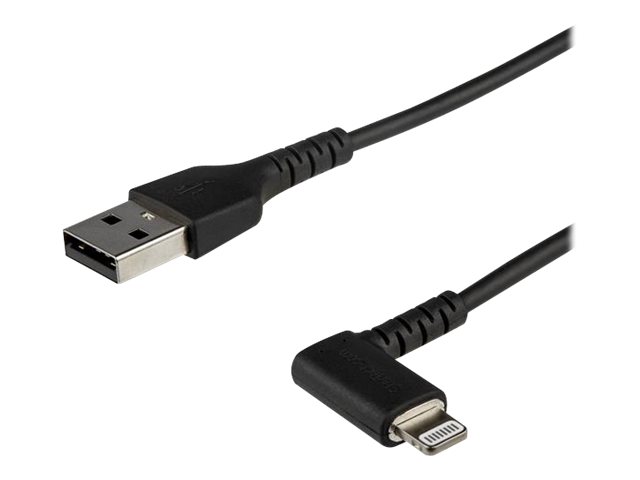 Startech.Com 2M Strapazierfähiges Schwarzes Usb Auf Lightning-Kabel - 90° Rechtwinkliges Usb Lightning Ladekabel Mit Aramidfaser - Synchronisationska