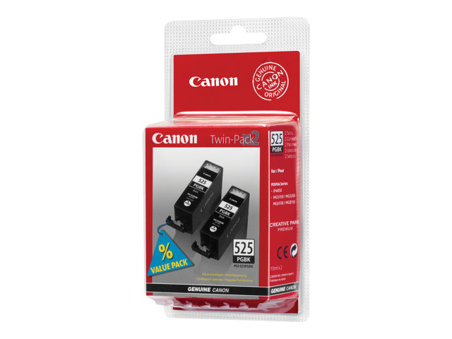 Canon PGI-525PGBK Twin Pack - 2 - 19 - sort - original - blækbeholder - for PIXMA iP4950, iX6550, MG5350, MG6150, MG6250, MG8250, MX715, MX885, MX892, MX895