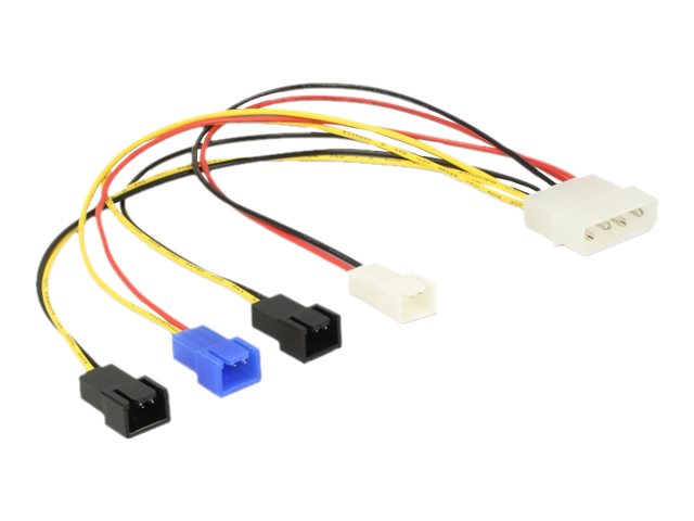 Delock Molex 4 Pin > 4 X 2 Pin Fan (12 V / 7 V / 5 V) - Blæser Strømkabel - 4-Pin Intern Strøm (Han) Til 2-Pin Molex - 20 Cm