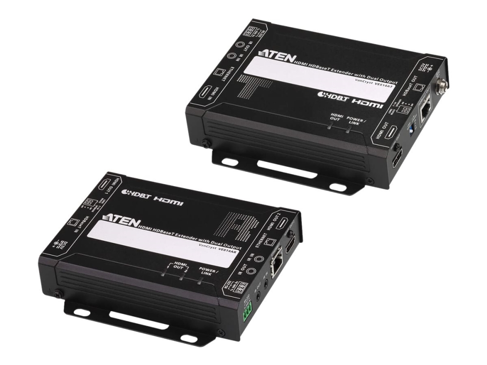 Aten Ve814a Hdmi Hdbaset Extender With Dual Output - Sender Og Modtager - Video/Audio/Infrarød/Seriel Forlænger - Hdbaset - 2 Porte - Op Til 150 M