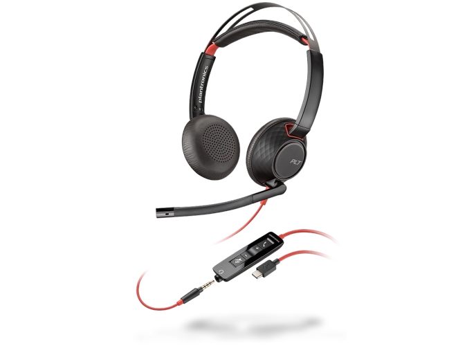 Plantronics Poly Blackwire 5220 kablet headset - sort, USB-C + 3,5 mm