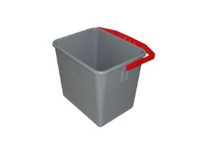 Spand 6 Ltr Med Hank Firkantet Grå/Rød,1 Stk