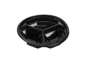 Plastskål Schale Diamond 3-Rum 510 Ml Ø188x40 Mm Rpet Sort,300 Stk/Krt
