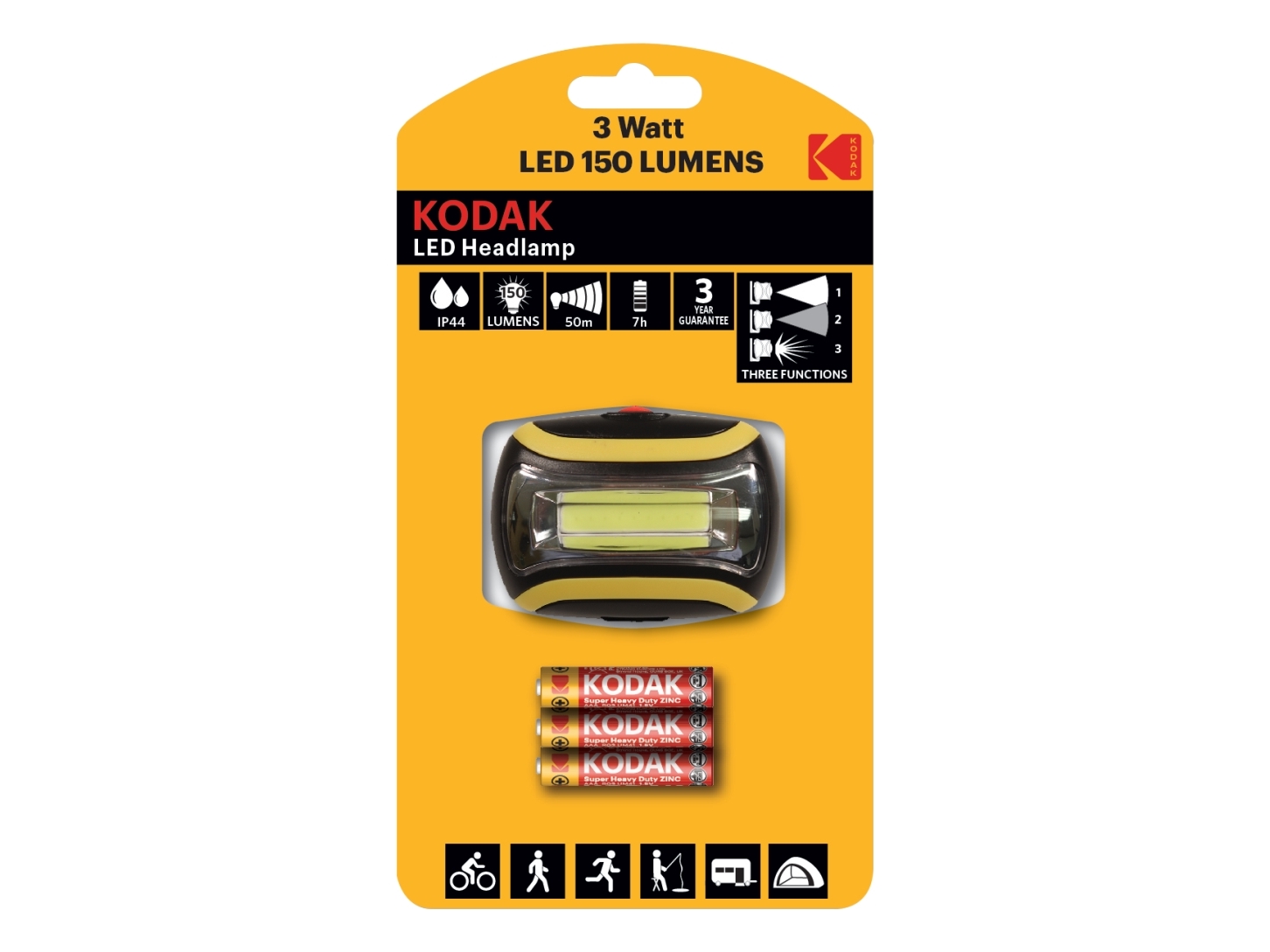 ![Cdata[Kodak Led-Kopftaschenlampe, 3 W, 150 Lm, Ip44]]