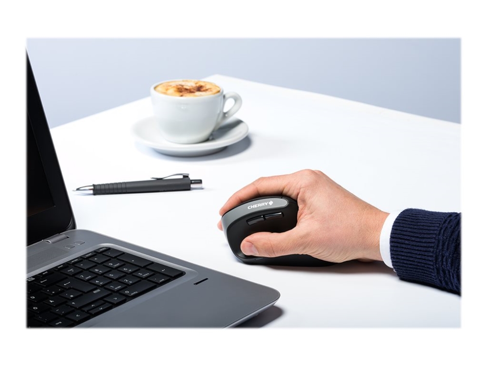 CHERRY MW 4500 - Vertikal mus - ergonomisk - högerhänt - optisk - 6 knappar - trådlös - 2.4 GHz - trådlös USB-mottagare - svart | Datortillbehör - Möss & Tangentbord - Möss & Pekdon | GameStuff