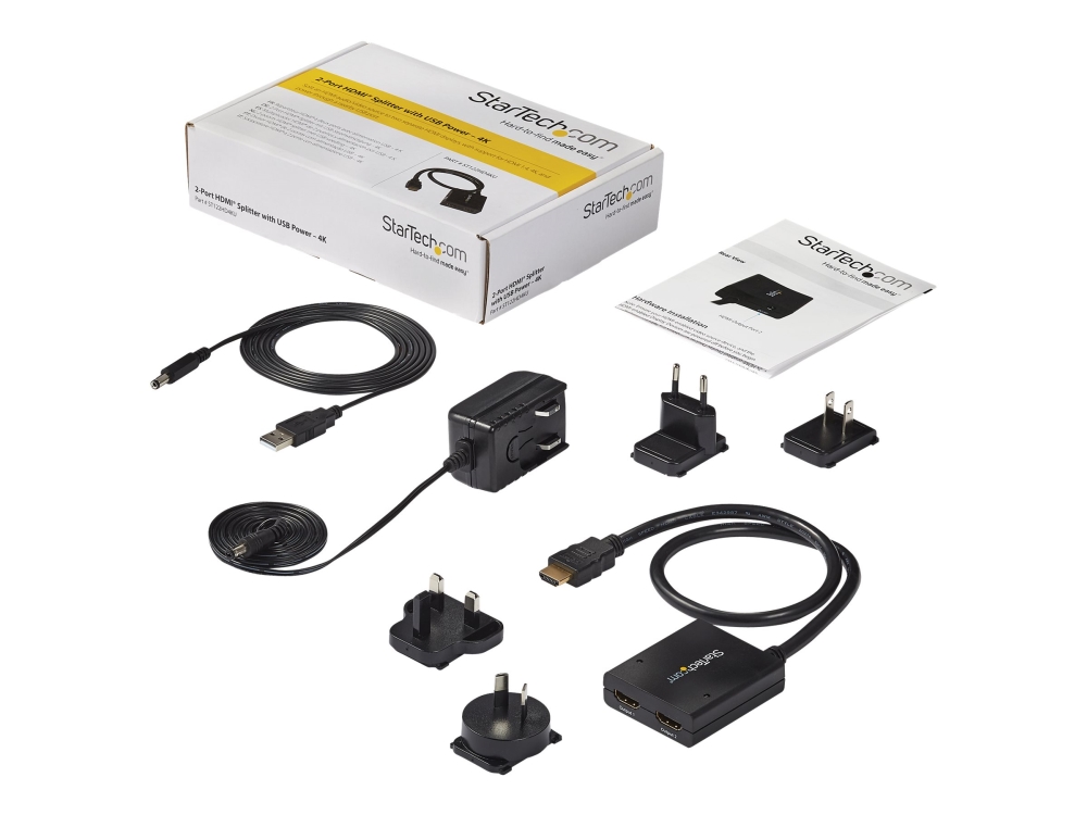 Startech Hdmi Cable Splitter - 2 Port - 4K 30Hz - Powered - Hdmi Audio / Video Splitter - 1 In 2 Out - Hdmi 1.4 - Video-/Audiosplitter - 2 X Hdmi - D