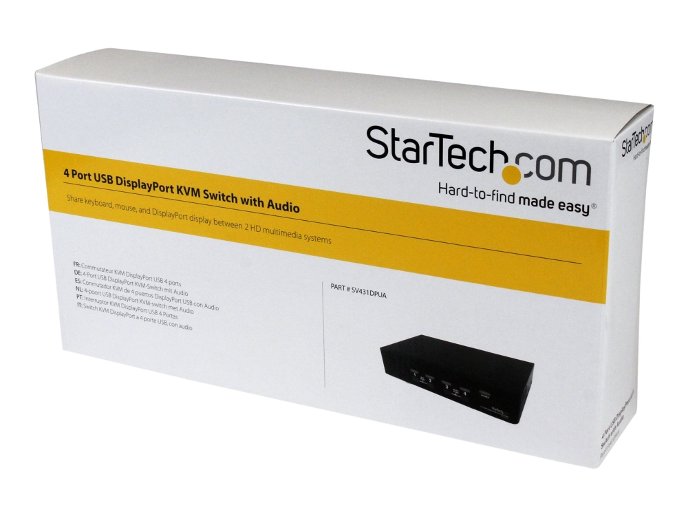 Startech 4 Port DisplayPort KVM Switch w/ Audio - USB, Keyboard, Video, Mouse, Computer Switch Box for 2560x1600 DP Monitor (SV431DPUA) - KVM / audio / USB switch - 4 x KVM / audio / USB - 1 lokalbruger - desktop - for P/N: DP4N1USB6, IM12D1500P, SV431RACK, SVA12M2NEUA, SVA12M5NA