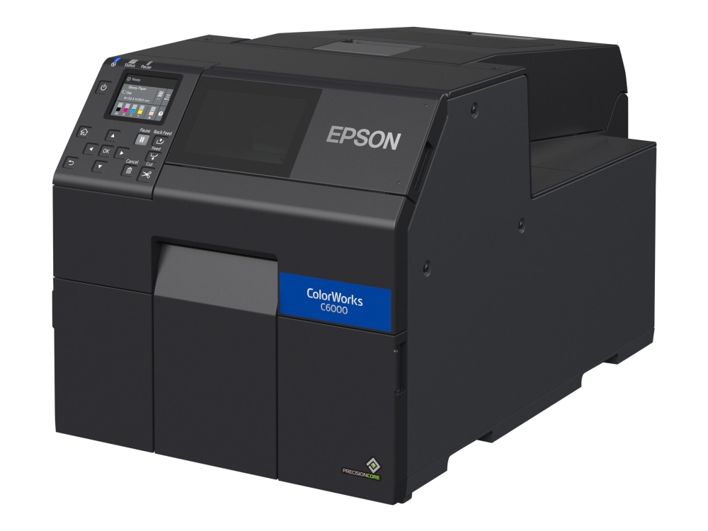 Epson ColorWorks CW-C6000Ae - Etiketprinter - farve - blækprinter - Rulle (11,2 cm) - 1200 x 1200 dpi - op til 119 mm/sek. (mono) / op til 119 mm/sek. (farve) - USB 2.0, LAN, USB 2.0 vært - skærer
