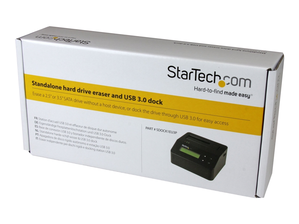 StarTech USB 3.0 Hard Drive Eraser Dock for 2.5 & 3.5 SATA/ IDE SSD HDD + mSATA & M.2 - Standalone Secure Erase Wiper & Sanitizer (SDOCK1EU3P) - Hard drive eraser - sort - for P/N: SVA12M5NA