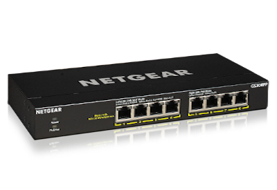 Netgear Gs308pp, Unmanaged, Gigabit Ethernet (10/100/1000), Vollduplex, Power Over Ethernet (Poe), Rack-Einbau, Wandmontage