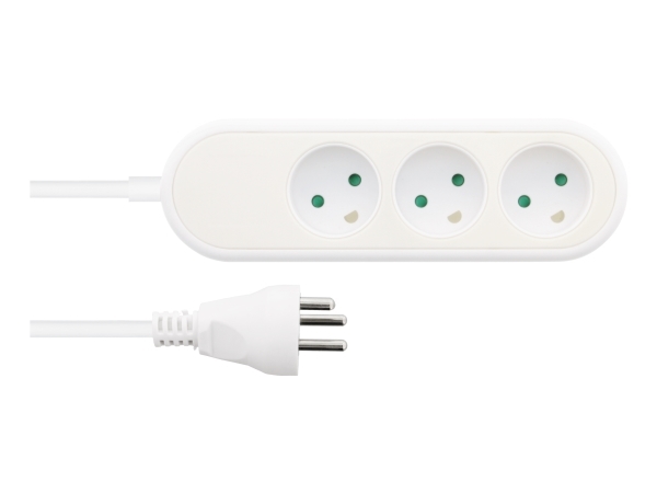 Danish power strip w/ 3 grounded sockets, PVC cable (3x1.5) | Stickproppar och uttag | GameStuff