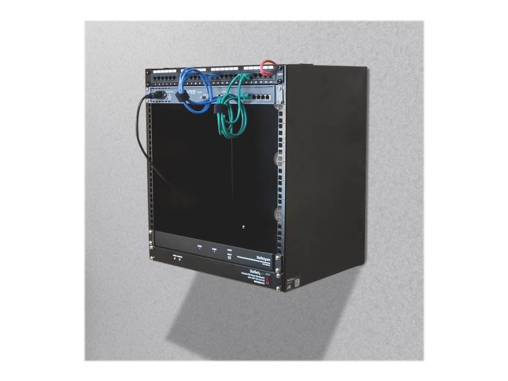 Startech Wall Mount Patch Panel Rack - 15U Wall Mount Rack - 2 Post Open Frame Rack - Wall Mount Network Patch Panel (WALLMNT12) - Beslag til montering på væg - sort - 12U