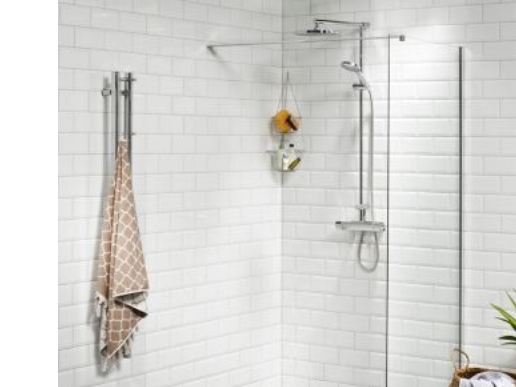 Vetro 90 CM Brusevæg - 6 mm Klart Hærdet Glas, EasyClean