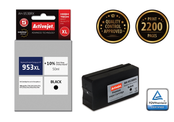 Activejet Ah-953Brx Tintenpatrone (Ersatz Für Hp 953Xl L0s70ae Prämie 50Ml Schwarz), Hohe (Xl-) Ausbeute, Tinte Auf Pigmentbasis, 50 Ml, 1 Stück(E),