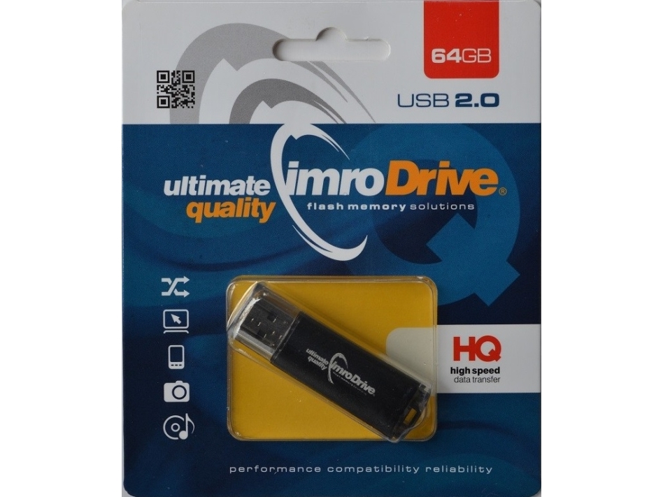 Imro Black/64Gb, 64 Gb, Usb Typ-A, 2.0, Kappe, Schwarz