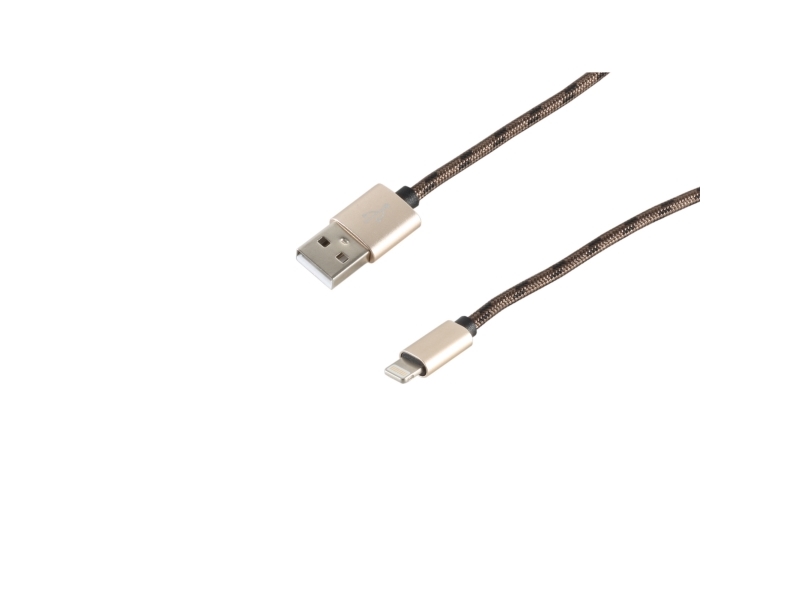 S-Conn 14-50078, 0,9 M, Lightning, Usb A, Brun, Lige, Lige