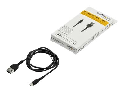 Startech.Com 1M Strapazierfähiges Schwarzes Usb-A Auf Lightning-Kabel - Hochbelastbare, Robuste Aramidfaser - Usb Typ-A Auf Lightningkabel - Lade-/Sy