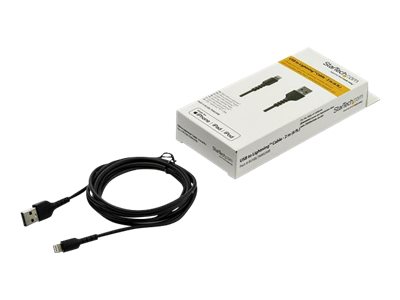 Startech.Com 2M Strapazierfähiges Schwarzes Usb-A Auf Lightning-Kabel - Hochbelastbare, Robuste Aramidfaser - Usb Typ-A Auf Lightningkabel - Lade-/Sy