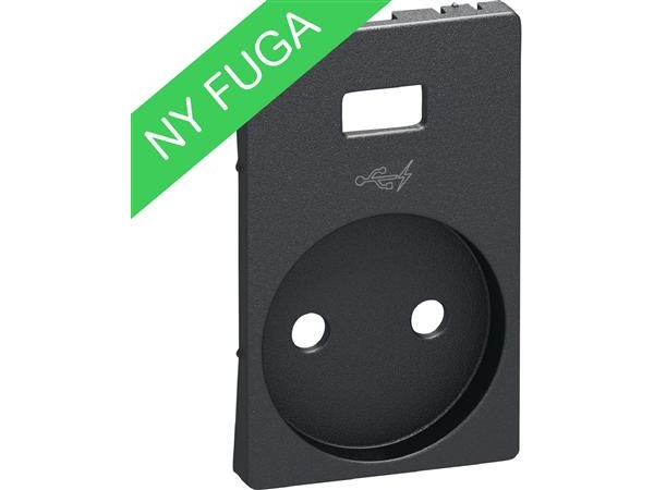 Lauritz Knudsen Afdækning Uden Jordhul For Fuga Stikkontakt 2Pol Med 5V Usb Lader, Koksgrå.