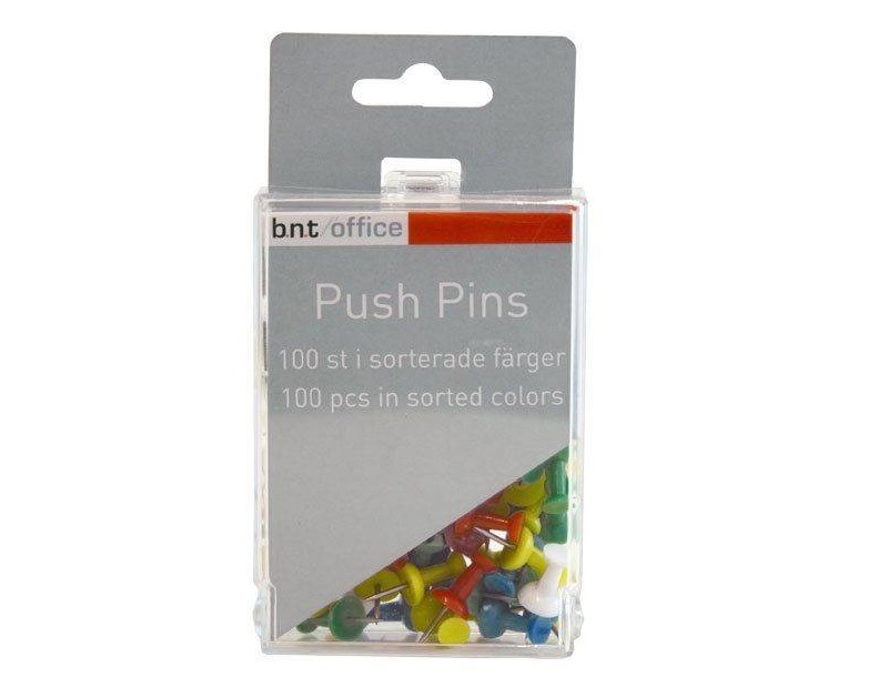 Markeringsnåle Push Pins ass. farver - (100 stk.) | Kontorsmaterial - Kontorstillbehör - Korta nålar | GameStuff