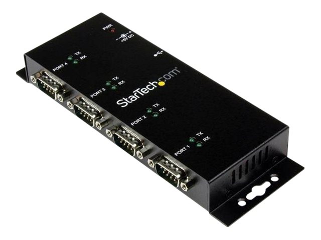 Startech 4 Port Usb To Serial Rs232 Adapter - Wall Mount - Din Rail - Com Port Retention - Ftdi Usb To Db9 Rs232 Hub (Icusb2324i) - Seriel Adapter -