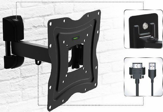 Opticum Ax Flexi Lcd/Led-Tv-Wandhalterung 14-42", Max. Vesa 200X200, Schwenkbarer Griff, Schwarz