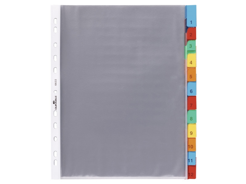Plastlommeregister A4 Durable 1-12 transparent | Arkivlådor | GameStuff