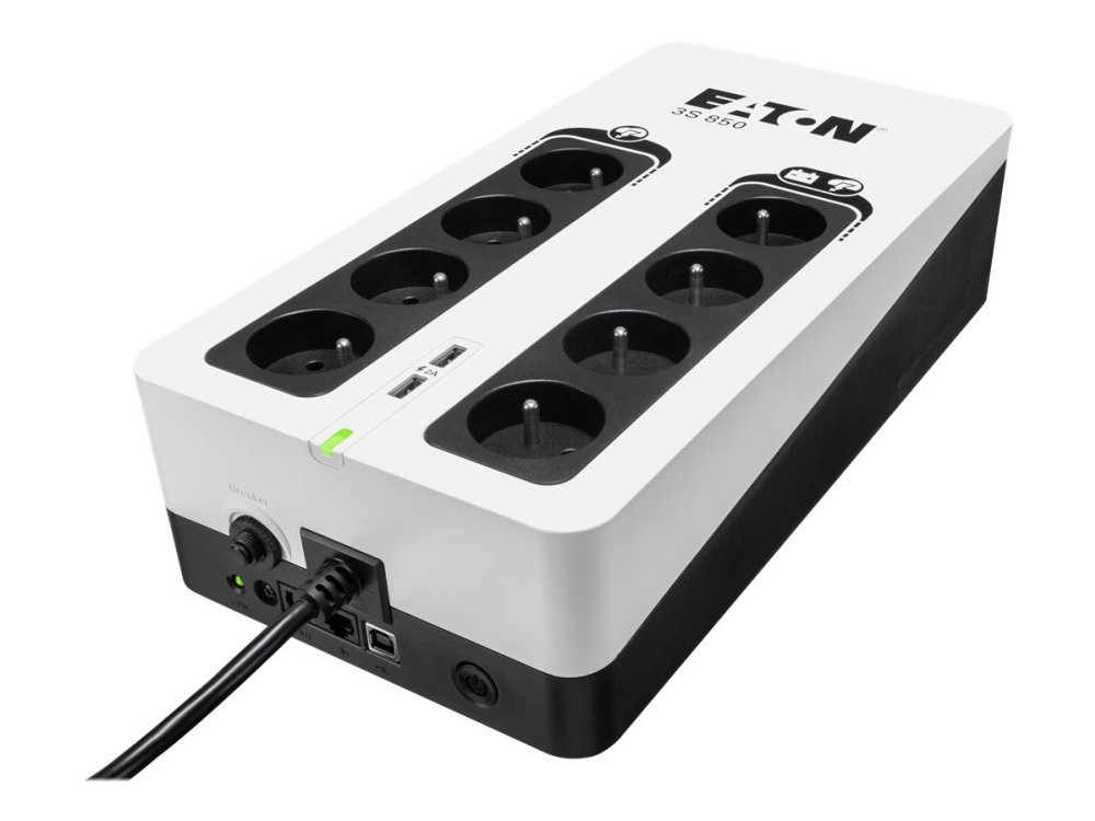 Eaton 3S 850 - UPS - AC 220-240 V - 510 Watt - 850 VA - 1-faset - USB - output-stikforbindelser: 8