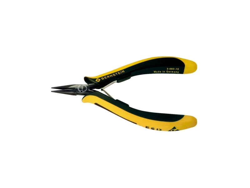 Bernstein 3-683-15, Nåletang, 2 cm, Beskyttelse mod elektrostatisk udladning (ESD), Stål, Sort, Gul, 130 mm