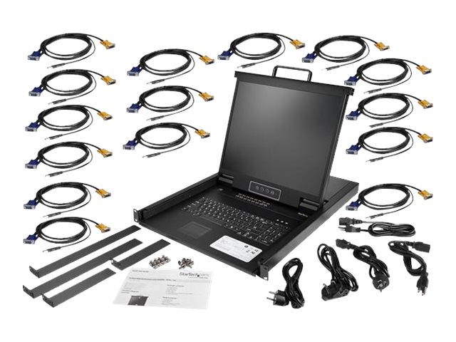 Startech 16 Port Rackmount Kvm Console With 6Ft Cables, Integrated Kvm Switch With 19" Lcd Monitor, Fully Featured 1U Lcd Kvm Drawer- Osd Kvm, Durabl