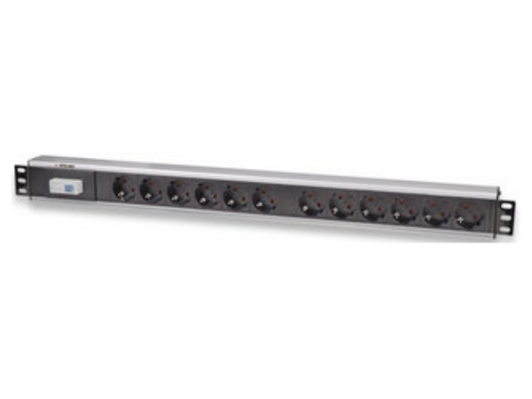 Intellinet I-Case Strip-12Sh, Powerbar, Aluminium, Sort, 3 M, Ce, Weee/Raee, 220-250 V, 12 Ac Stikkontakt(Er)