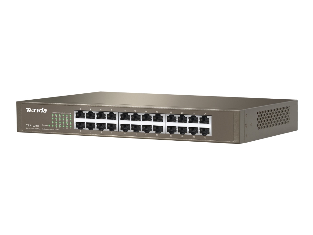 Tenda Tef1024d, Unmanaged, Fast Ethernet (10/100), Vollduplex, Rack-Einbau
