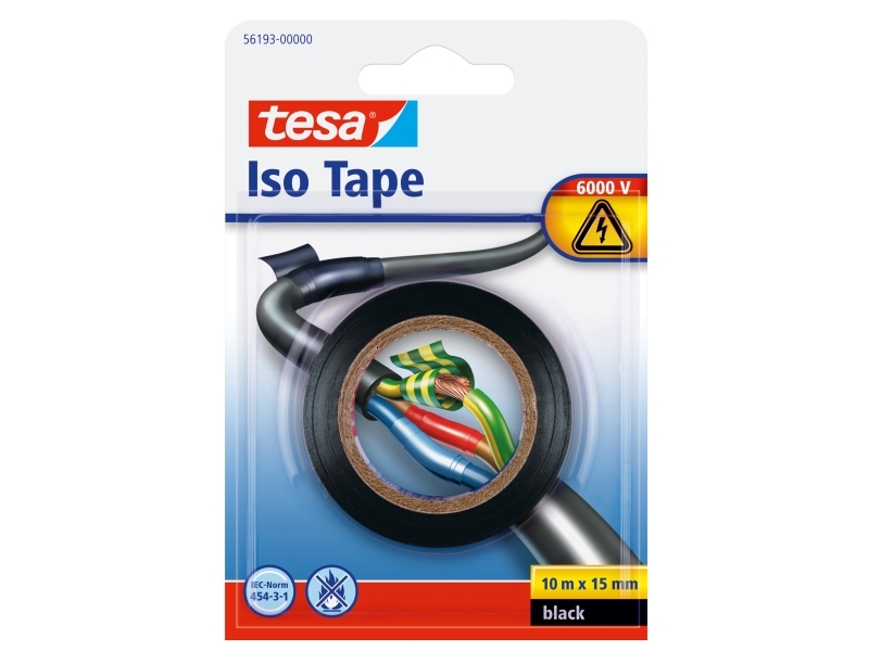 Tesa 56193-00000, 1 Stk, Sort, Pvc, 6 V, Blister, Iec 454-3-1
