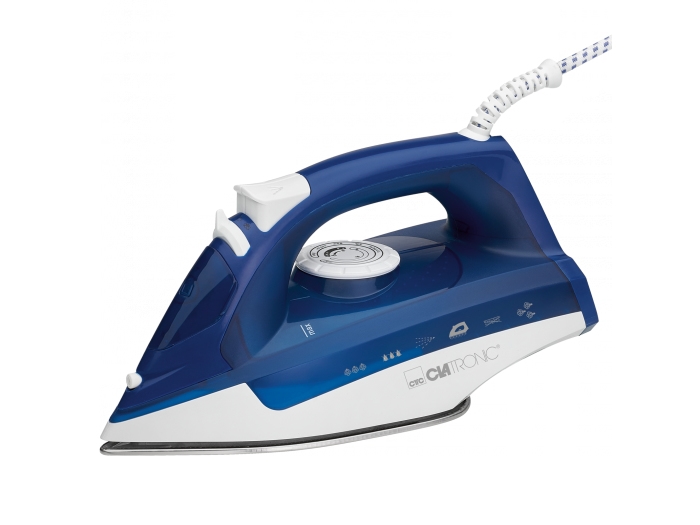 Clatronic Db 3704, Dampstrygejern, Rustfri Strygesål, Blå, Hvid, 0,25 L, 2200 W, 2200 W