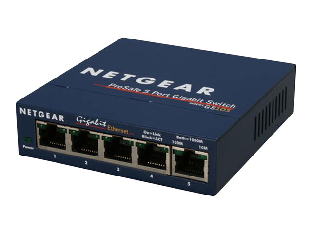 Netgear Gs105, Unmanaged, Gigabit Ethernet (10/100/1000), Vollduplex