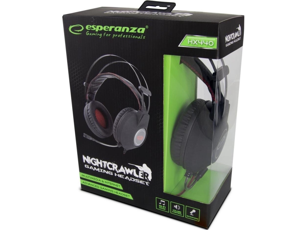 Esperanza Stereogaming-Headset Med Mikrofon Nightcrawler