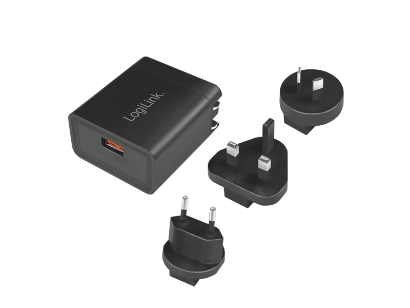 Logilink Usb-Steckdosenreiseadapter Für Qc 3.0, 18W, Drinnen, Ac, 12 V, Schwarz